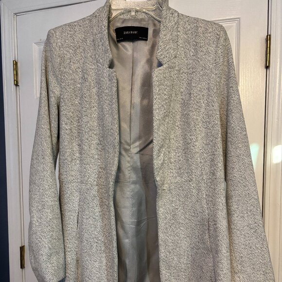Zara Basic Collection Womens Herringbone Jacket Open Sz S Lined - Picture 1 of 6